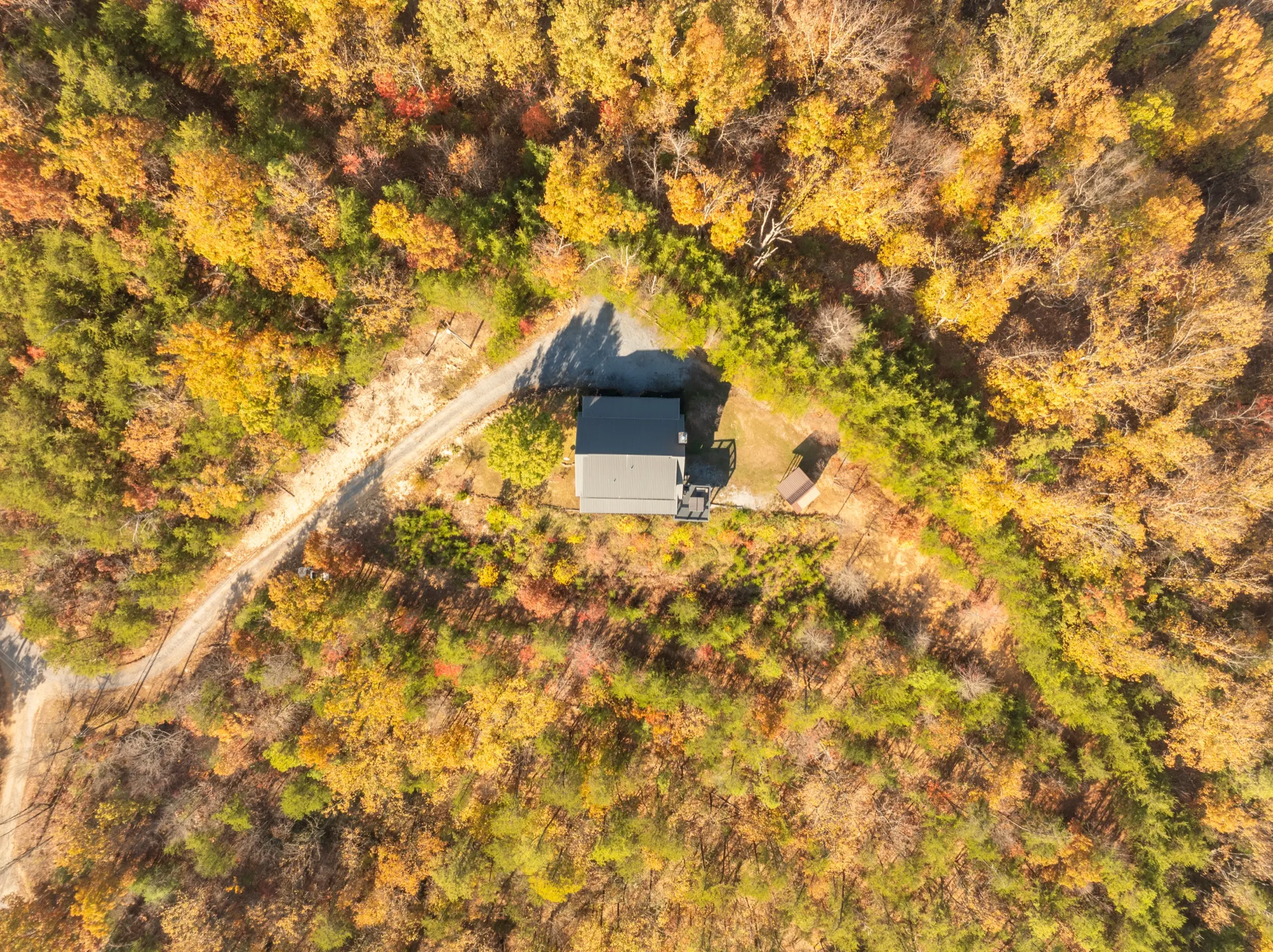 Drone view of mountaintop seclusion
